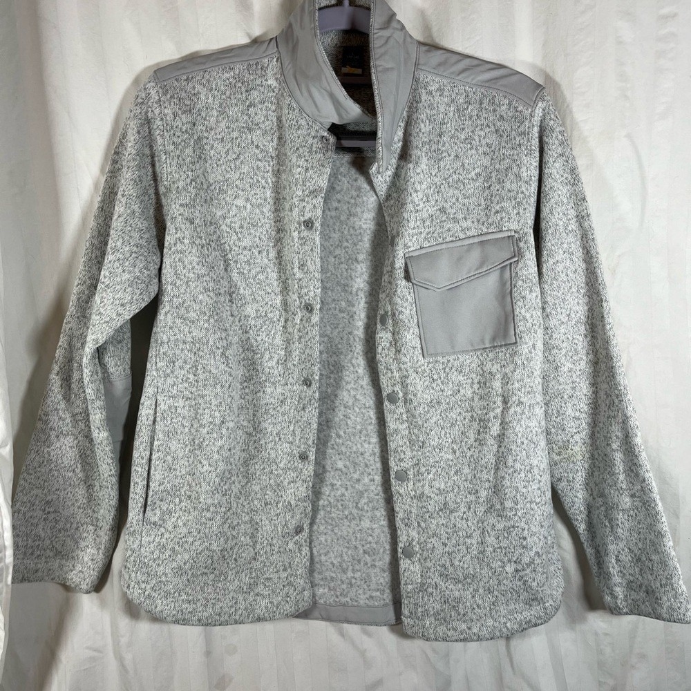Old Navy Boys Go-Dry Snap-Front Sweater Fleece Jacket Gray Marl Size L 10-12